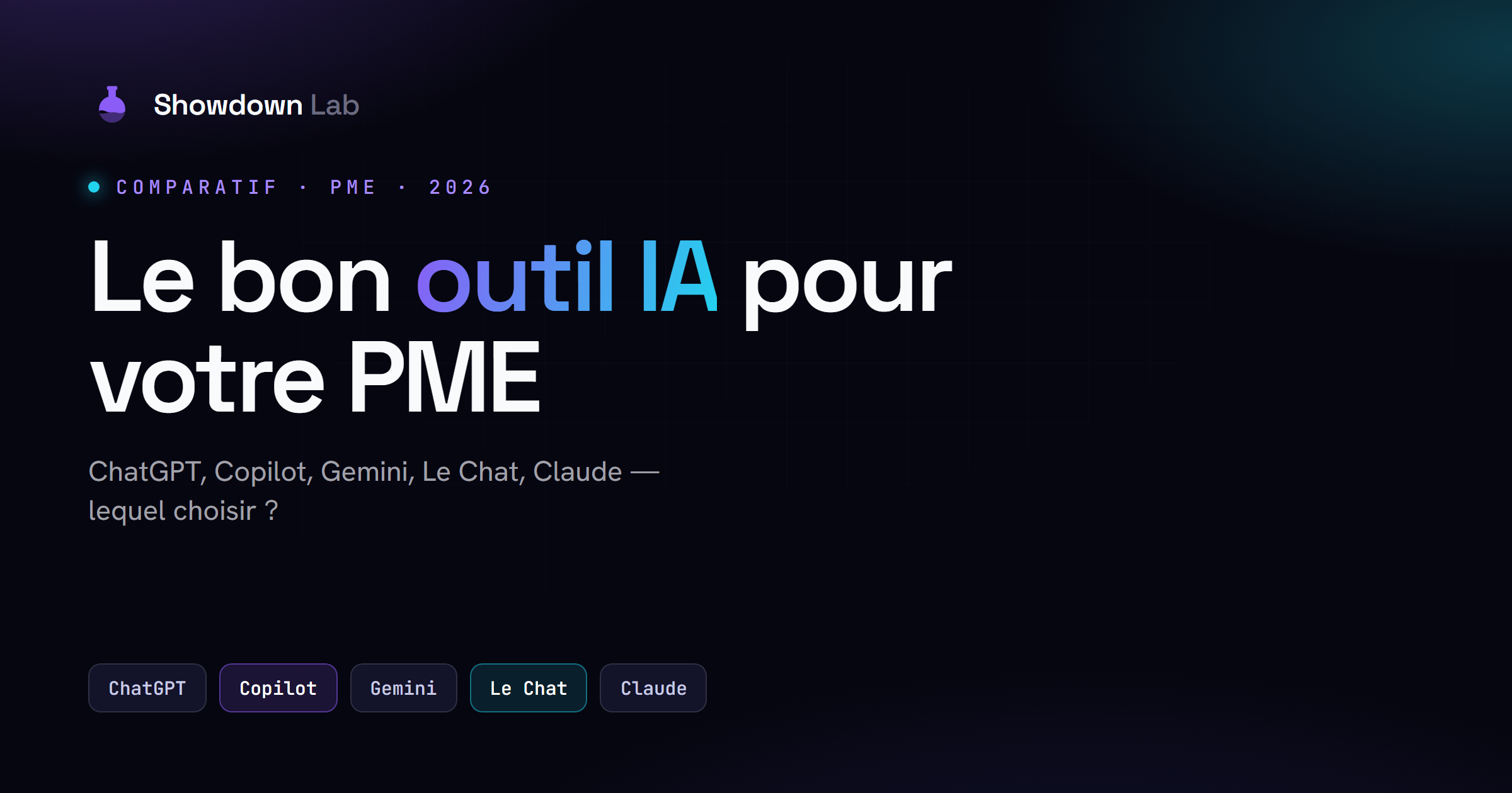 Comparatif des outils IA pour PME : ChatGPT, Copilot, Gemini, Le Chat, Claude.